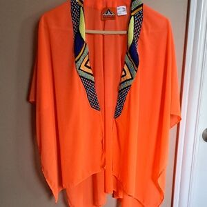 Orange Beaded Women's Cape / Coverup